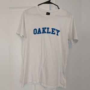Oakley White Short-Sleeve Tee with Blue Logo